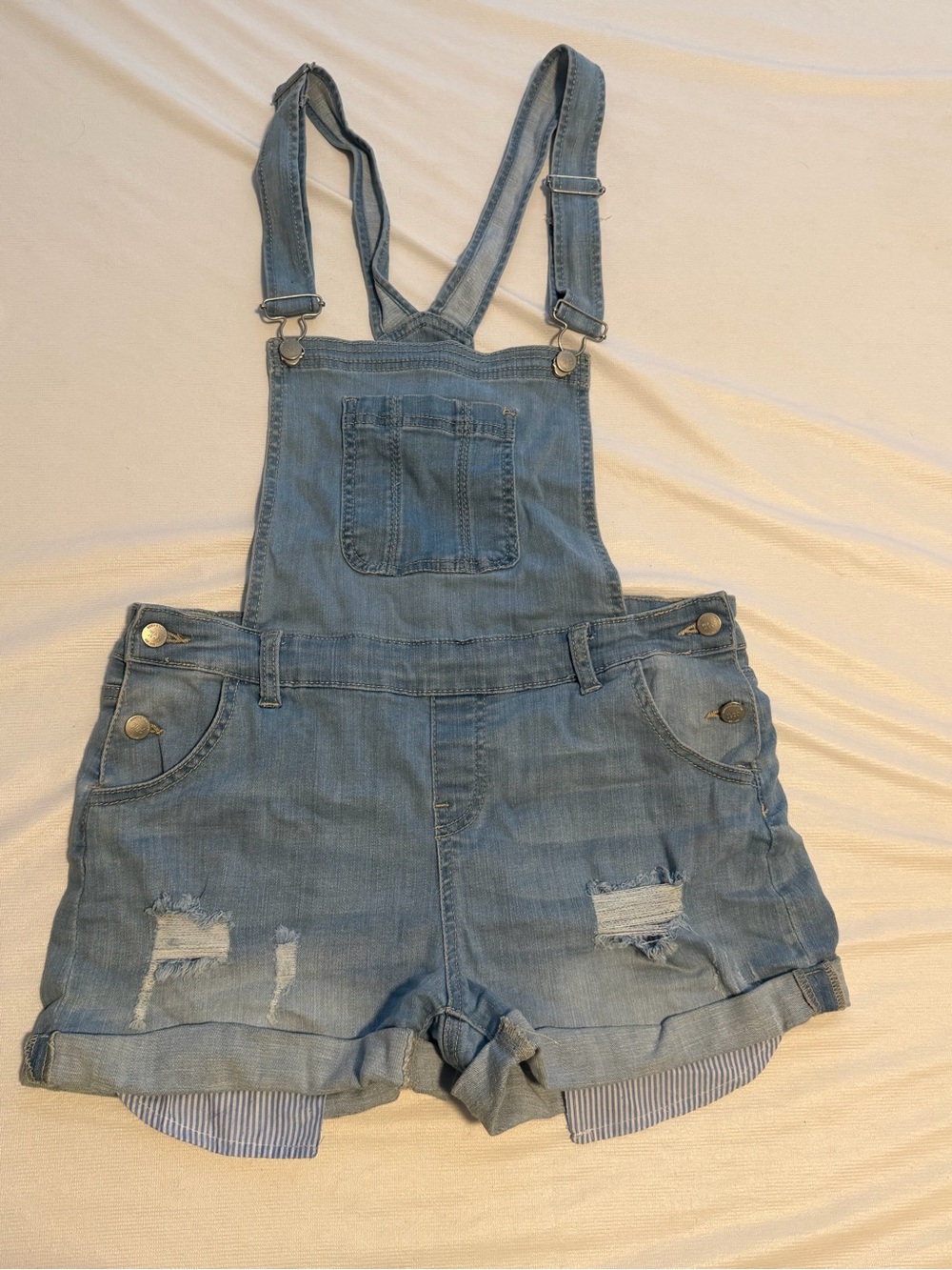 Wax Jean Light Blue Denim Short Overalls for Women